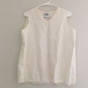 Flax by Jeanne Engelhart 100% linen ivory tank L